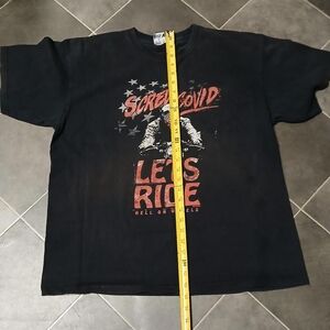 MENS XLARGE "SCREW COVID LETS RIDE" 101 SINGLE BARREL TAG BLACK GRAPHIC TSHIRT